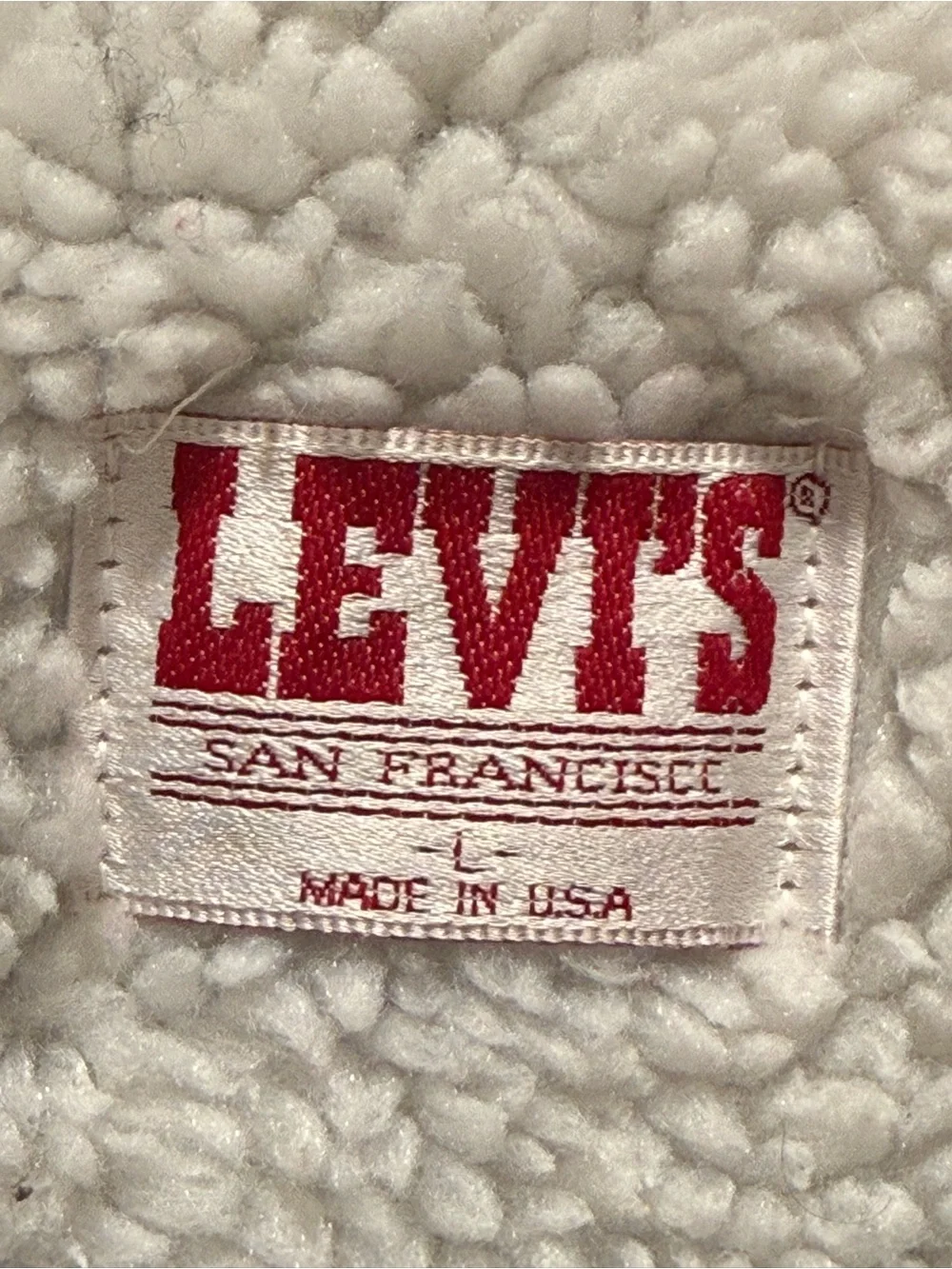 Levi's Blue Denim Jacket with White Sherpa Lining Mens Size Large